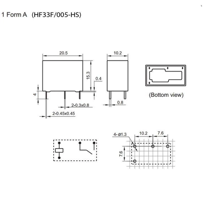 Przekaźnik subminiaturowy HF33F SPST-NO, 5V, 5A