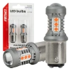 Żarówki LED P21/5W BAY15D czerwone stop-pozycja, 12/24 V, 15 diod SMD 3030, 2 szt. - AMiO 05004
