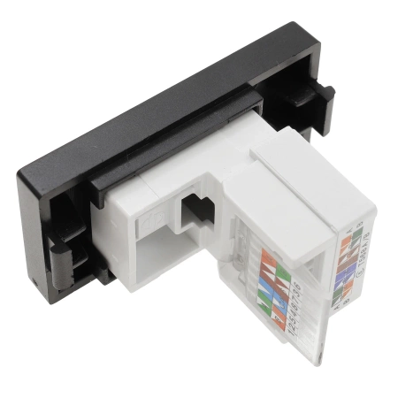 Moduł 1/2 - gniazdo RJ45 Ethernet Cat6 - czarny - kompatybilny z ramkami Tawoia Glass