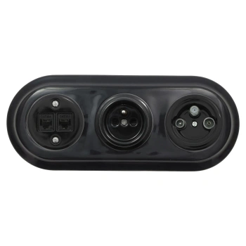 Gniazdo Ethernet Cat6 x2 + Gniazdo elektryczne + Gniazdo TV/SAT z ramką potrójną, czarne, montaż podtynkowy, Ceramic Loft