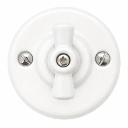 Włącznik pojedynczy obrotowy okrągły biały ceramiczny natynkowy - Ceramic Classic Loft