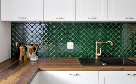 Włącznik światła schodowy dźwigniowy ceramiczny, okrągły podtynkowy biały Ceramic Loft