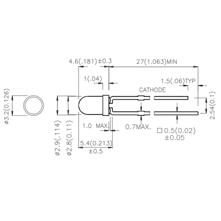 Dioda LED f3 czerwona 80mcd, Kingbright L-934EC RED