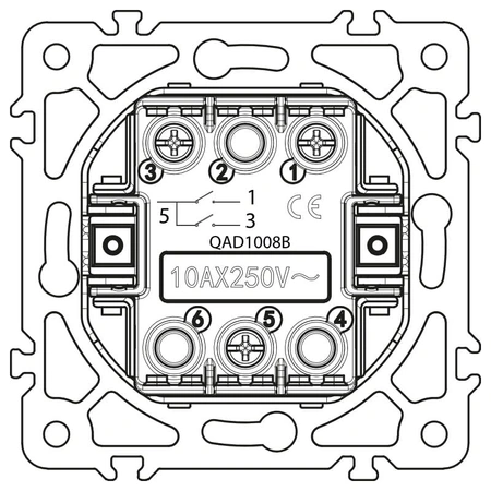 Włącznik podwójny, kwadratowy, czarny, podtynkowy, moduł bez ramki, 10 A, QUAD