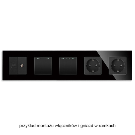 Ramka szklana - pięciokrotna - czarna - do modułów Tawoia Glass
