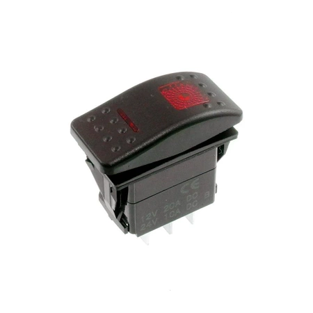 Przełącznik klawiszowy ON-OFF-ON 3-pozycyjny 7-pin z 2 czerwonymi diodami LED 12–24 V DC
