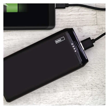 PowerBank 20000mAh EMOS ALPHA2, 10W, czarny, przewód w zestawie