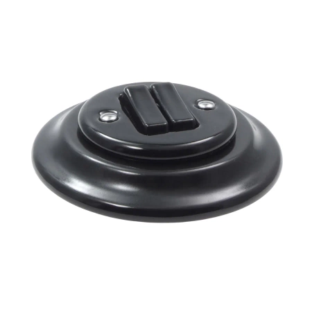 Włącznik światła podwójny z ramką, ceramiczny, montaż podtynkowy, kolor czarny Ceramic Loft