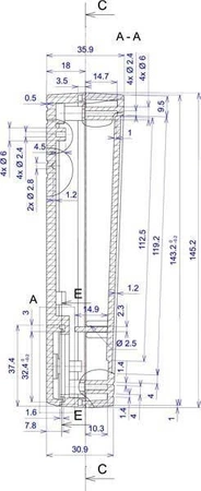 Obudowa 82x145, h=31/36mm, z miejscem na baterie, Z48