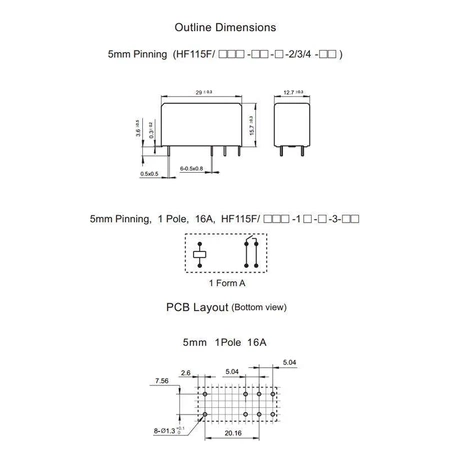 Przekaźnik JQX-115F SPST-NO, 12V, 16A