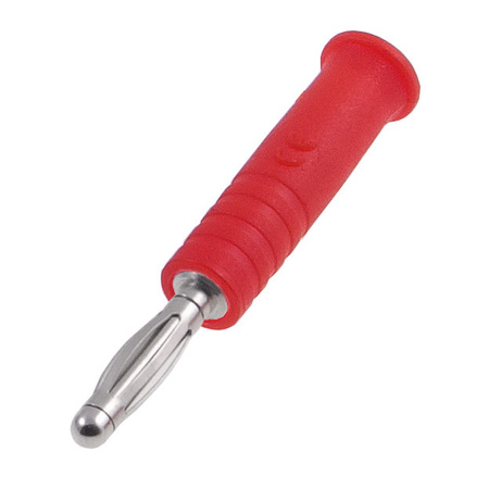 Wtyk izolowany 2mm lamelkowy lutowany 10A, czerwony