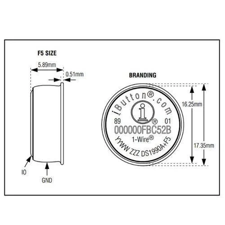 Układ scalony DS1990A-F5+ z niebieskim uchwytem