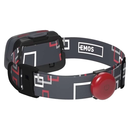 Latarka czołowa LED z białym, zielonym i czerwonym światłem, gwizdek SOS