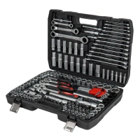 Zestaw 150 narzędzi: nasadki 1/4", 3/8" i 1/2", Torx E, klucze płasko-oczkowe, imbusy, w walizce - AMiO 05019