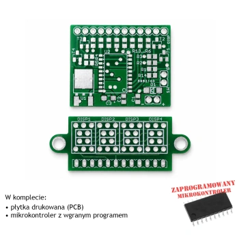 Termometr LED - wersja 7mm czerwony - PCB's i mikroprocesor do projektu AVT 1697/1