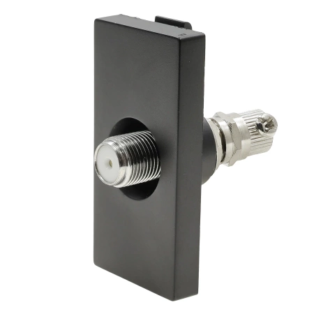 Moduł 1/2 - gniazdo antenowe SAT (typ F) - czarny - kompatybilny z ramkami Tawoia Glass