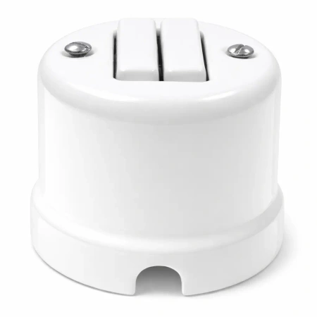 Natynkowy włącznik podwójny biały Ceramic Loft