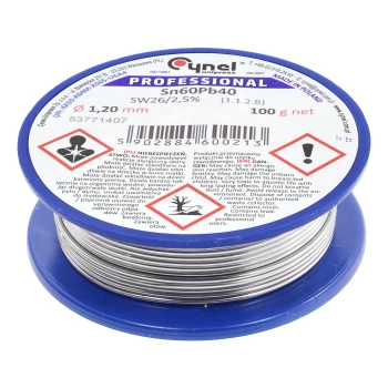 Cyna lutownicza z topnikiem SW26 - 1.2mm - spoiwo Sn60Pb40 Cynel 100g