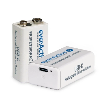 Akumulator Li-ion 6F22 / 9 V 550 mAh z gniazdem USB-C, everActive EVHR22-550