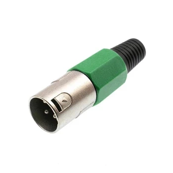 Wtyk XLR męski 3-pin zielony mikrofonowy