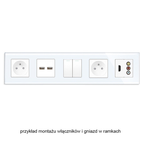 Ramka szklana biała 5-modułowa Tawoia Glass