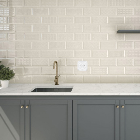 Włącznik światła podwójny kołyskowy ceramiczny, okrągły podtynkowy biały Ceramic Loft