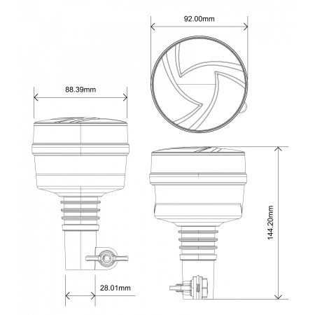 Lampa błyskowa LED (30LED), 19W, R65, R10, trzpień, 12V/24V, ALR0072