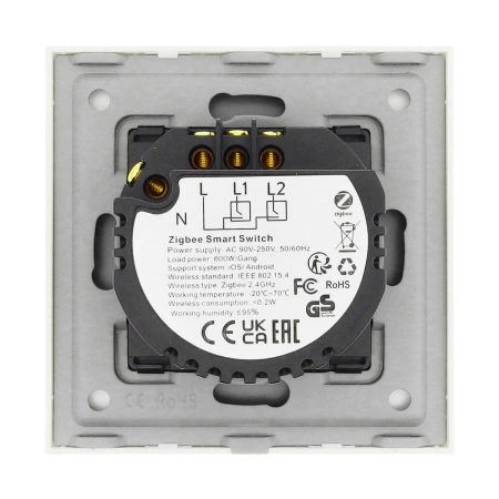 Włącznik dotykowy szklany podwójny 600W - sterowanie ZigBee - biały - Tawoia Smart Home