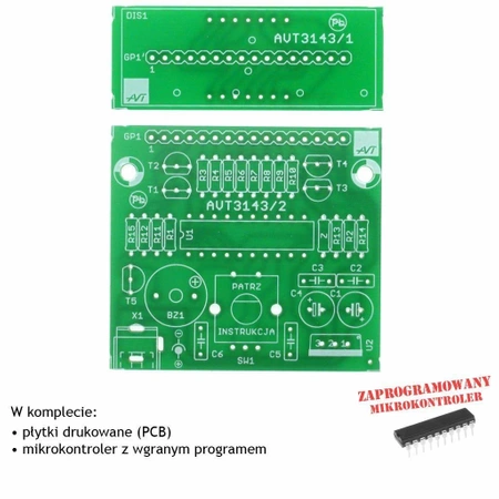 Nakręcany minutnik, PCB's i mikroprocesor do projektu AVT3143