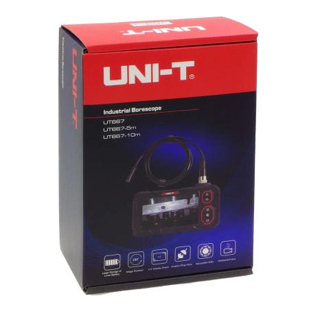 Przemysłowy endoskop inspekcyjny do diagnostyki nieniszczącej z ekranem 4.3″ i sondą IP67, Kamera inspekcyjna Uni-T UT667