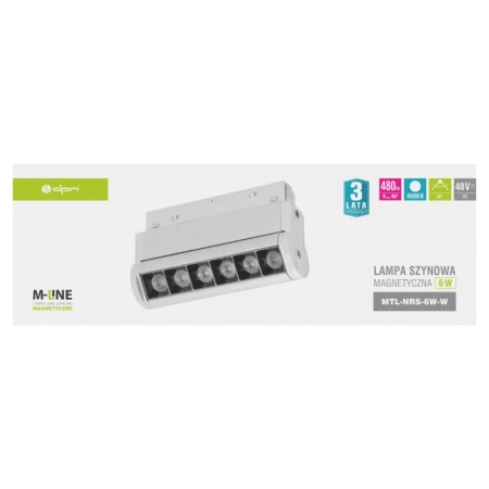 Reflektor szynowy magnetyczny liniowy 6W 480lm 4000K biały M-LINE