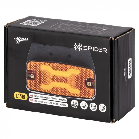 Lampa tylna LED do przyczepy, X-SPIDER, obrysowa, 3 funkcje: obrysowe, kierunkowskaz, odblask, 12 LED, L1316