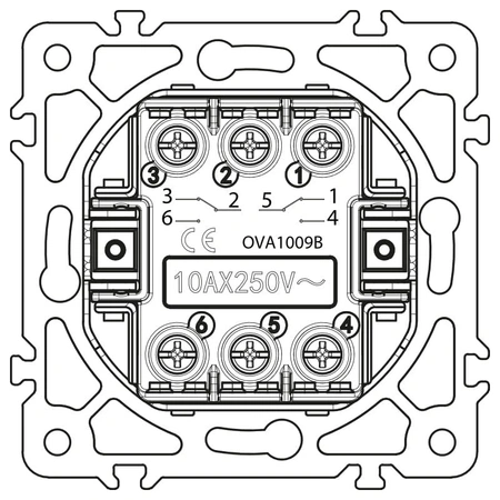 Włącznik schodowy podwójny, okrągły, czarny, podtynkowy, moduł bez ramki, 10 A, OVAL