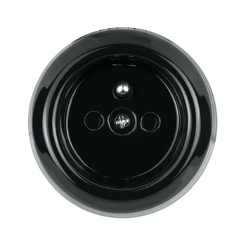 Gniazdko elektryczne z uziemieniem okrągłe czarne ceramiczne natynkowe - Ceramic Classic Loft