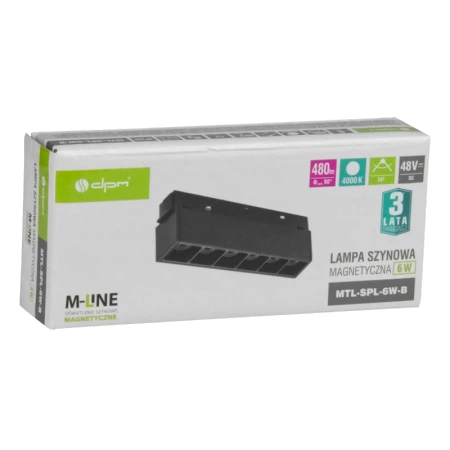 Reflektor szynowy magnetyczny liniowy 6W 480lm 4000K czarny M-LINE