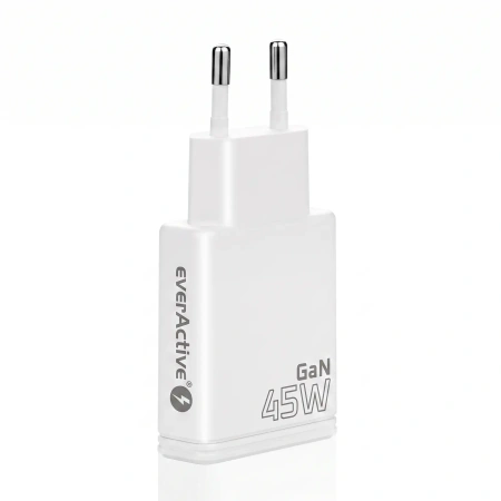 Ładowarka sieciowa GaN 45W USB-C PD + USB-A QC3.0 - super slim everActive SC-460Q