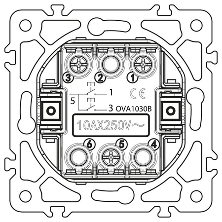 Włącznik żaluzjowy, okrągły, czarny, podtynkowy, moduł bez ramki, 10 A, OVAL