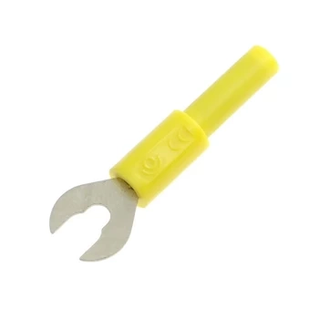Widełki kablowe rozwarcie 6.3/4.3mm, z gniazdem 4mm, żółty