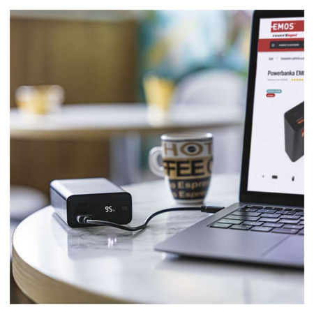 Powerbank, 20000 mAh, 65 W, szybkie ładowanie PD, czarny, EMOS B0560