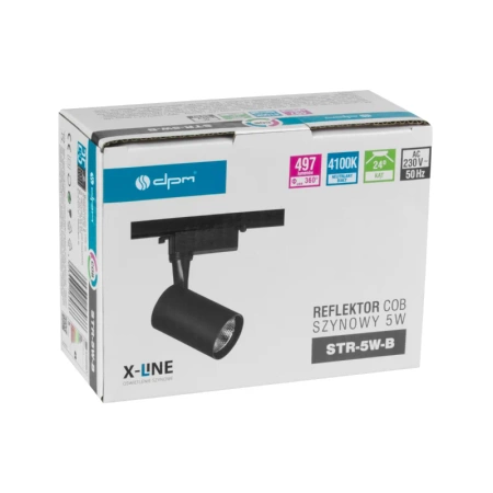 Reflektor szynowy LED 5W, 497lm, 4100K, czarny