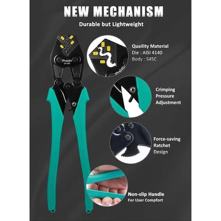 Zaciskarka konektorów nieizolowanych 4-6/10/16/25mm2, 332mm, Proskit CP-353