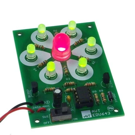 Dwukolorowy kwiatek LED. Zestaw DIY do nauki lutowania AVT EDU643