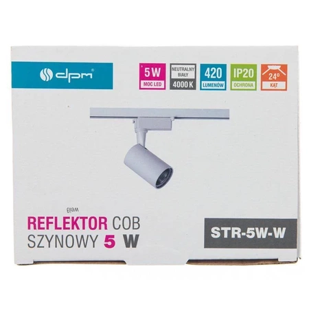 Reflektor szynowy LED 5W, 497lm, 4100K, biały