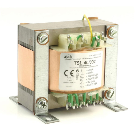 Transformator 40VA, 230Vac (200V, 200V, 9V, 6.3V) 0.06A, 0.06A, 0.04A, 2.15A