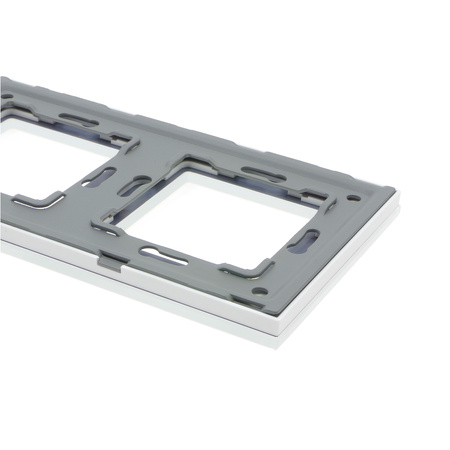 Włącznik światła + moduł ładowarki USB (2 gniazda USB 2,4A) z ramką szklaną podwójną - biały - Tawoia Glass