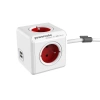 Przedłużacz 4 gniazda + 2× USB, przewód 1,5 m, 16 A, rozgałęźnik, czerwony, DesignNest PowerCube Extended