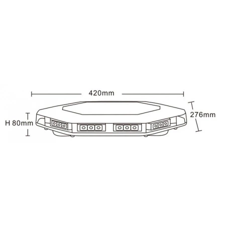 Belka ostrzegawcza LED pomarańczowa 420x276x80mm, R65 R10