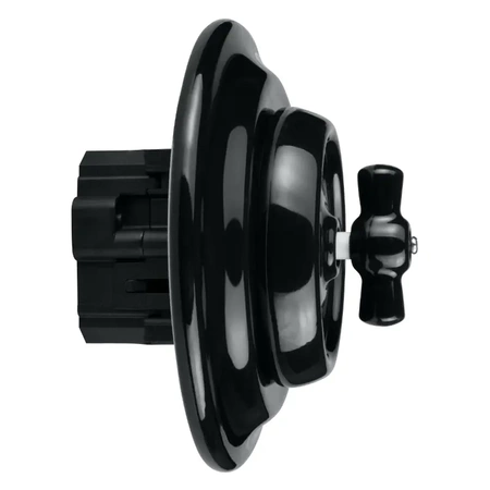 Włącznik światła podwójny obrotowy z ramką, ceramiczny, montaż podtynkowy, kolor czarny Ceramic Loft