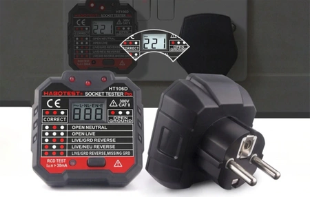 Tester gniazd z wyświetlaczem cyfrowym Habotest HT106D