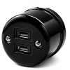 Ładowarka USB A+A 15W/35W okrągła czarna ceramiczna natynkowa - Ceramic Classic Loft